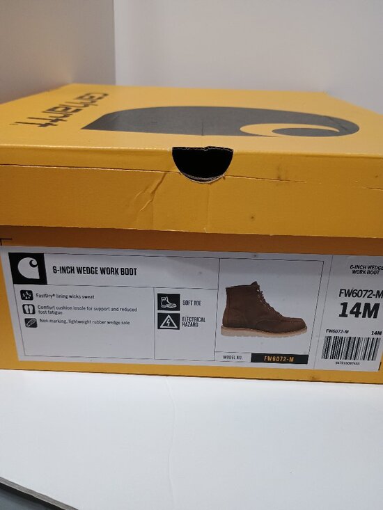 Carhartt Men’s Brown Leather Moc Toe Wedge Work Boots Size 14 New With Tags main image 6
